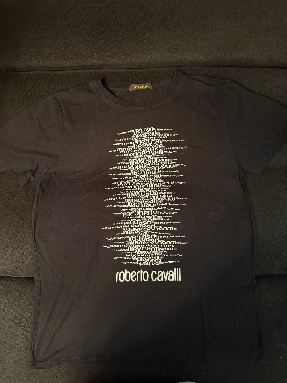 Roberto Cavalli Men’s Black Logo Graphic T-Shirt